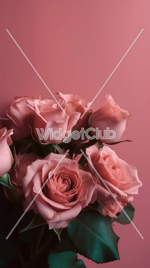 Букет розовых роз на мягком фоне