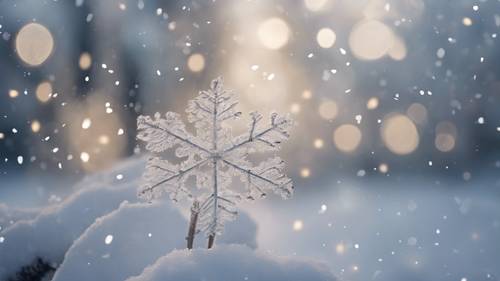 A peaceful winter scene with snowflakes twirling gently, each one having an encouraging quote.