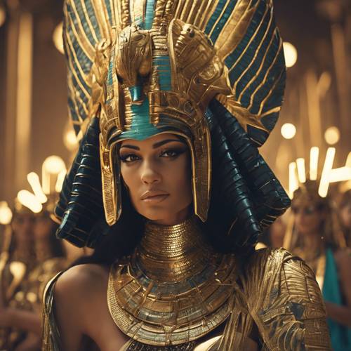 エジプト女神アイシスの儀式を行う人々の壮大な行進神々しさ溢れるエジプト女神アイシスの行列