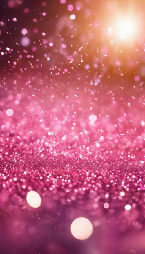 Vibrant pink glitter twinkling in the sunlight.