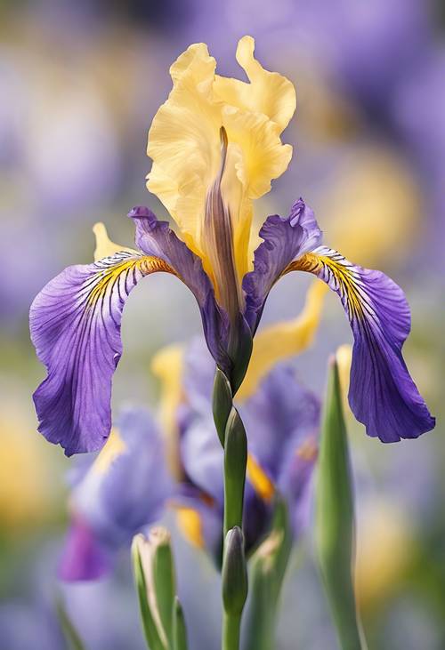Desain abstrak menampilkan bunga nasional Perancis - Iris.