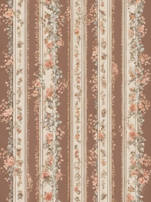 Zartes florales Streifenmuster im Vintage-Stil, das an klassische Tapeten erinnert.