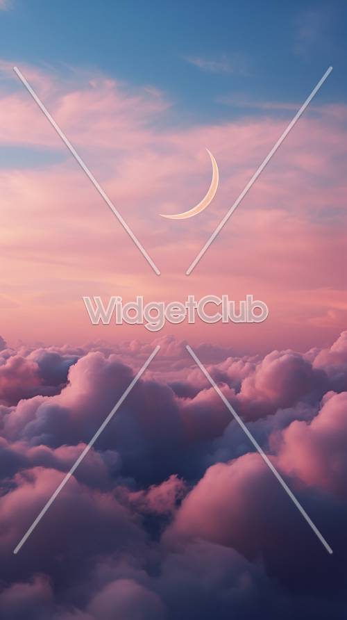 Dreamy Sky and Crescent Moon Background