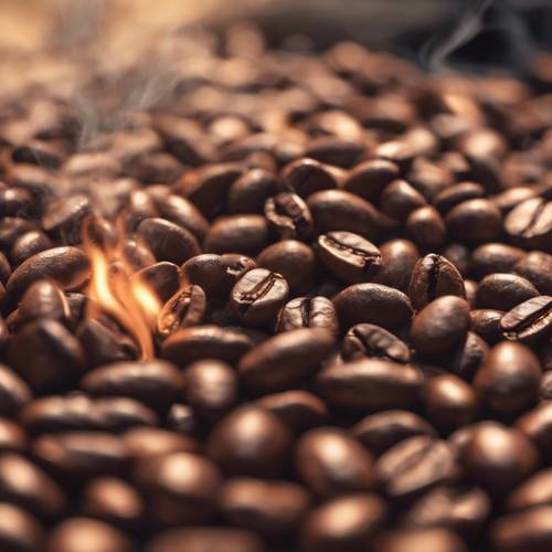 Hương thơm của hạt cà phê rang trên ngọn lửa trần trên sa mạc.