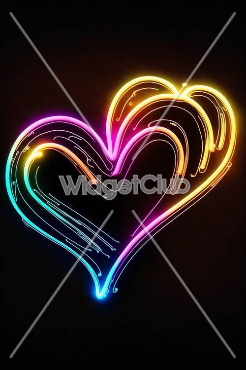 Luz de coração neon colorida