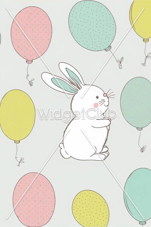 适合儿童的可爱兔子和气球图案