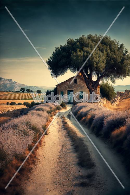 Rustic House Among Lavender Fields