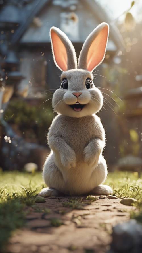 Một chú thỏ tinh nghịch chơi khăm theo phong cách hoạt hình cổ điển.