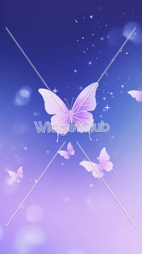 Сверкающие фиолетовые бабочки в ночном небе