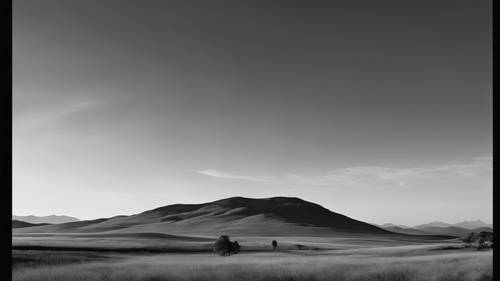 Высококонтрастный черно-белый минималистичный пейзаж, показывающий красоту тьмы.