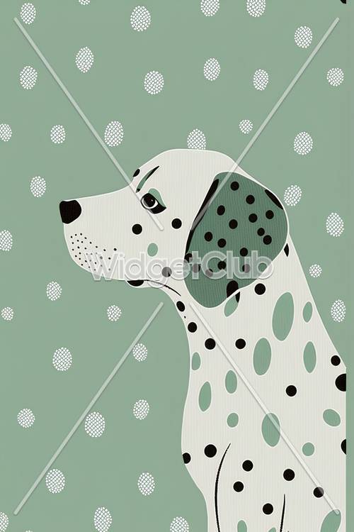 Green and White Dotted Dalmatian Dog Design