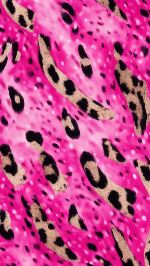 ภาพพิมพ์เสือชีตาห์สีชมพูสดใสแบบนามธรรมที่สาดไปทั่วผืนผ้าใบ