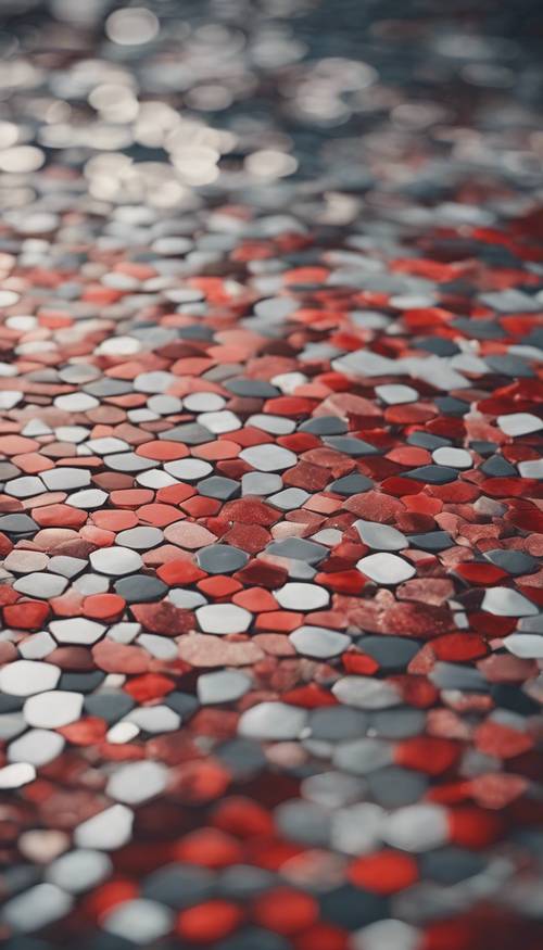 Vintage mosaic pattern in warm red and cool gray nuances. Behang [b79d091d1ea44666a543]