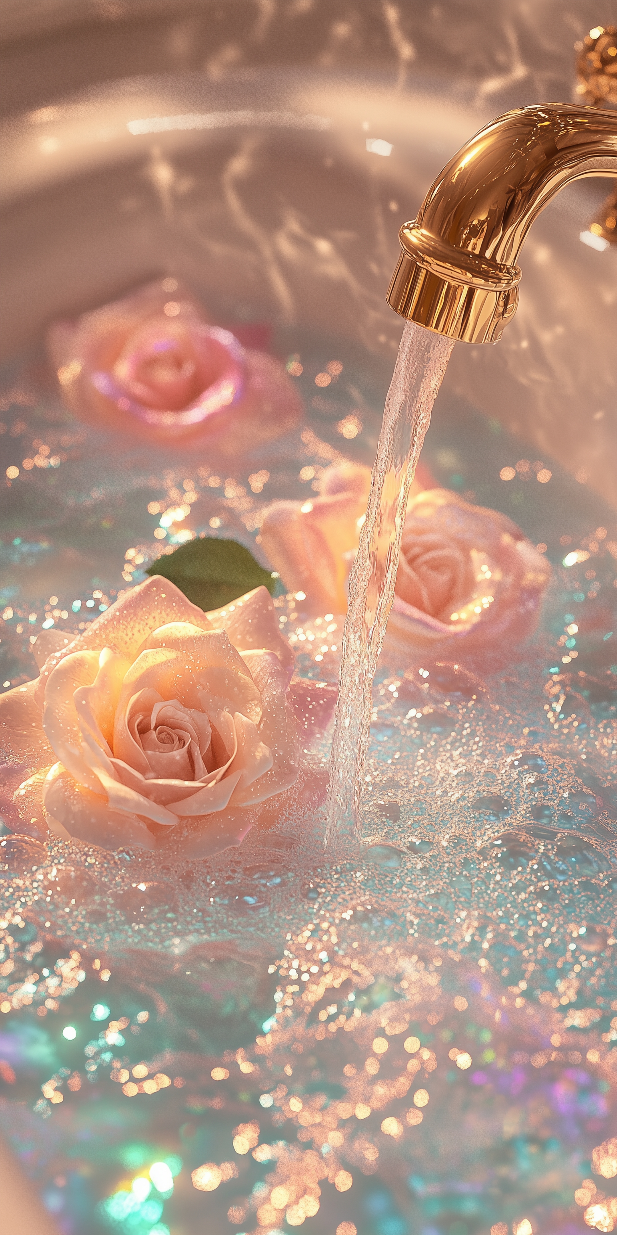 Sparkling Waterfall on Pink Roses Wallpaper[7e02a7aa79314e0590c7]