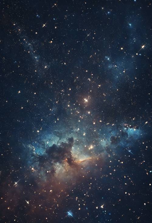 Cosmic rays dispersing through a dark blue galaxy filled with stars