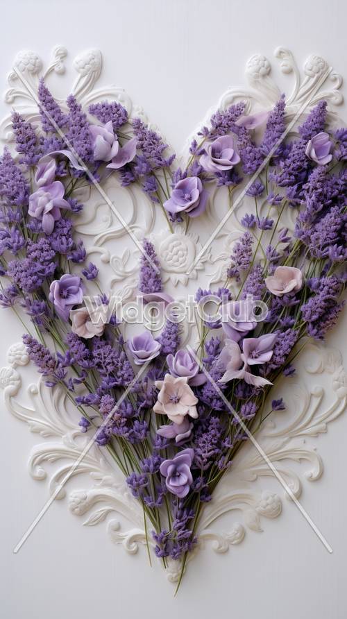 上品な紫色の花柄デザイン壁紙-画面に彩りを