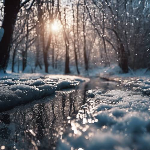 A winter's landscape transformed by a beautiful layer of shimmering black ice.