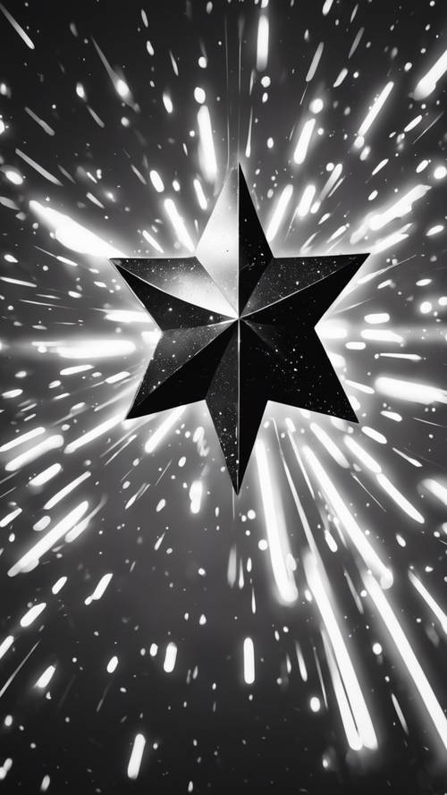 Black and white close-up of a brilliant star shining against the dark void of space.