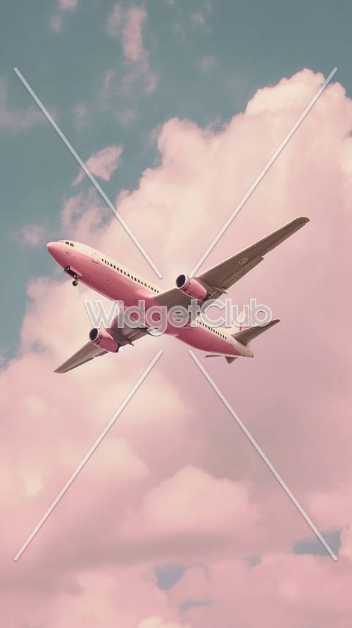 하늘에 핑크 비행기