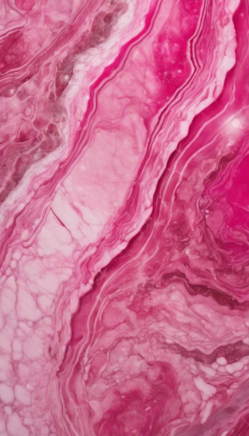 Peça de mármore rosa choque, com veios rosa mais claros, sob luzes suaves.