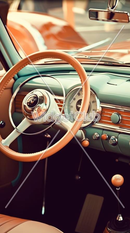 Vintage Car Dashboard Close-Up Ფონი[04cd18a136e14d13a43d]