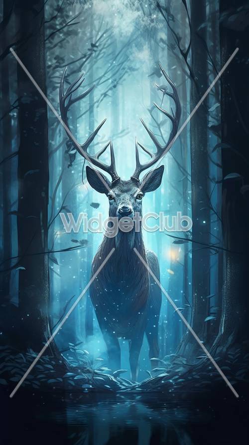 Mystical Deer in a Snowy Forest