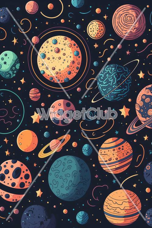 Planetas coloridos no espaço sideral