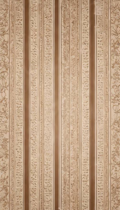 Vintage wallpaper design, intricate and elegant, with brown striped patterns on a pale cream background. Tapeta [7a1baeca090041219256]