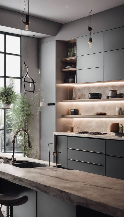 A sleek and modern kitchen with high-end appliances and minimalist design. Taustakuva [6337c8c22992426bb7b7]