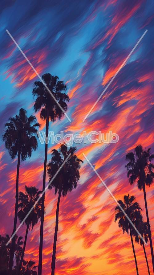 Colorful Sky and Palm Trees