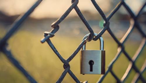 A heart-shaped lock on a fence. Tapet [971d277e17ea41119203]