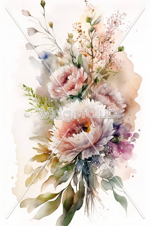 Arte colorido de flores de acuarela