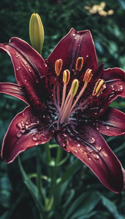 An overhead shot of a Black Magic lily in full bloom. Tapet [6f8f9af3128e4ba2ace2]