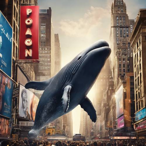 A broadway poster featuring a singing whale as the main lead. Tapet [629fd5c547bd43c3897b]