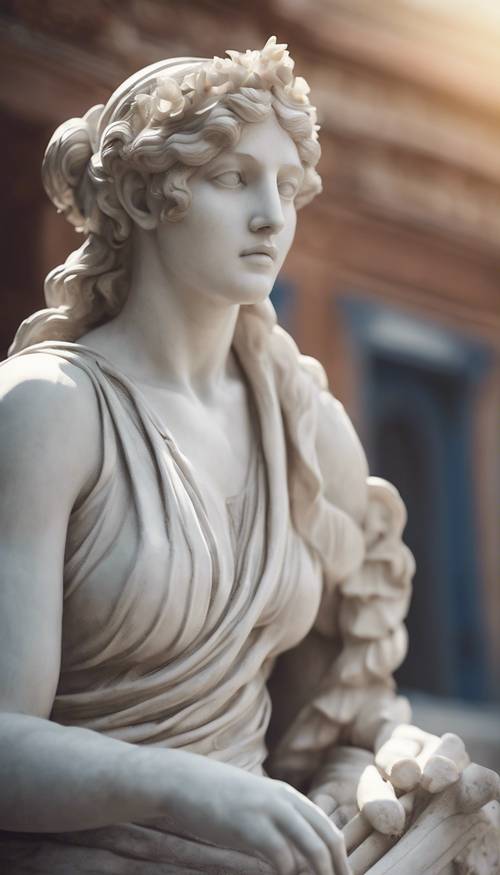 Bir Yunan tanrıçasının zarif, özenle oyulmuş mermer heykeli. duvar kağıdı [a4abbd8413e04685ba8f]