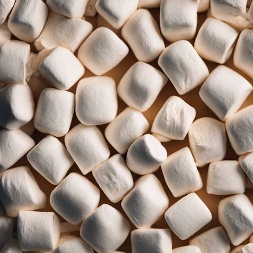 Yumuşak, gözenekli dokusunu vurgulayan bir marshmallow&#39;un aşırı yakın çekimi.