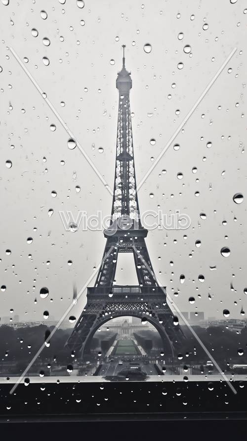 Rainy Day at the Eiffel Tower Papel de parede[6cf35b2cb04244669018]