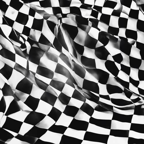 An artistic representation of a black and white checkered abstract painting. Tapet [d321e95ce36341e4b186]