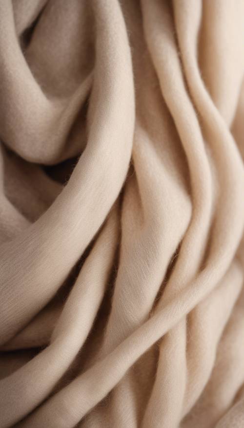 浅米色羊绒围巾的特写图片
