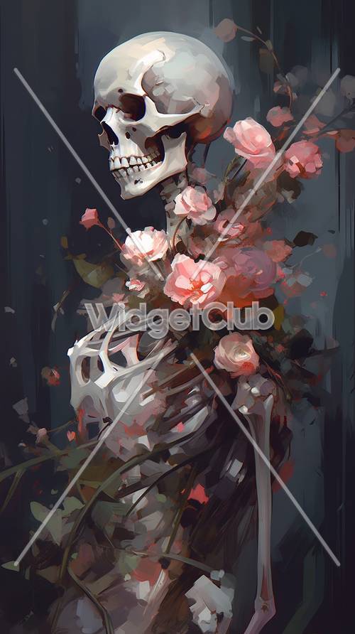 Grafika czaszki i róż