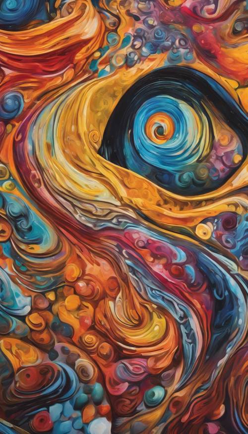 An abstract mural with swirls of vibrant colors symbolic of human emotions