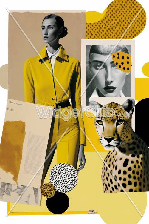 أزياء صفراء زاهية وتصميم الفهد