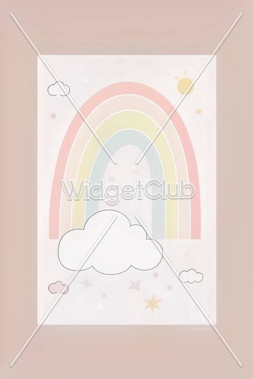 子供に人気のカラフルな虹と雲の壁紙