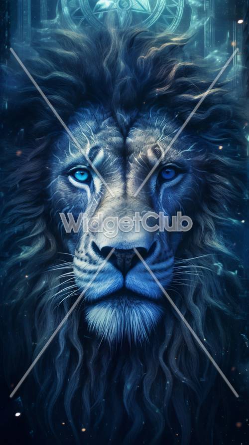 Mystical Blue Lion in the Stars