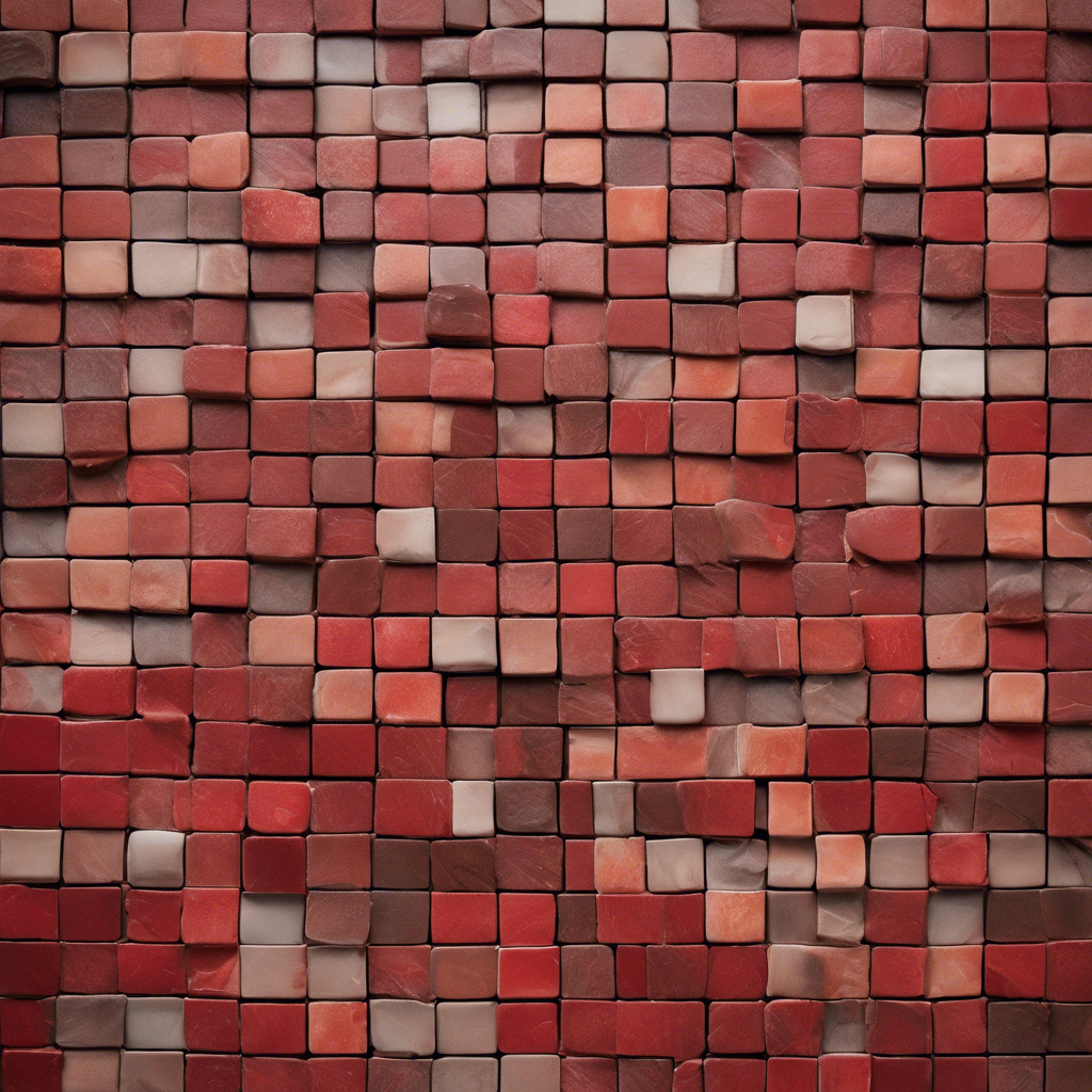 A tessellation of vibrant red and rustic brown tiles in an abstract, mosaic fashion.壁紙[f218a12c4957439fa899]