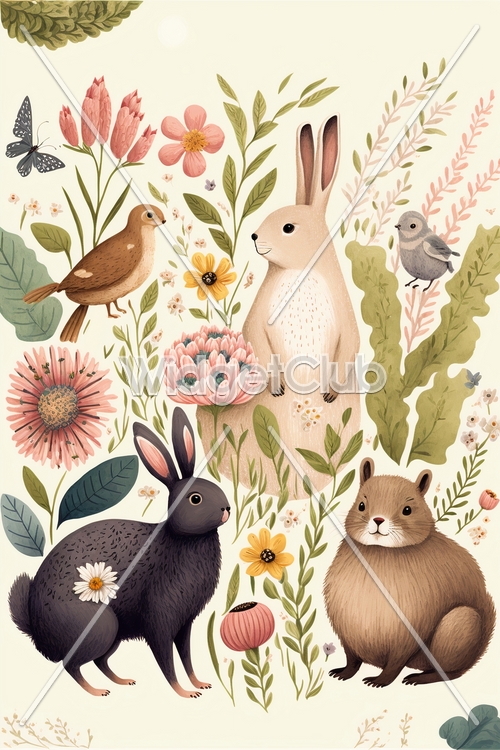 Cute Animals and Flowers Wallpaper[95718bf803854f9da01e]