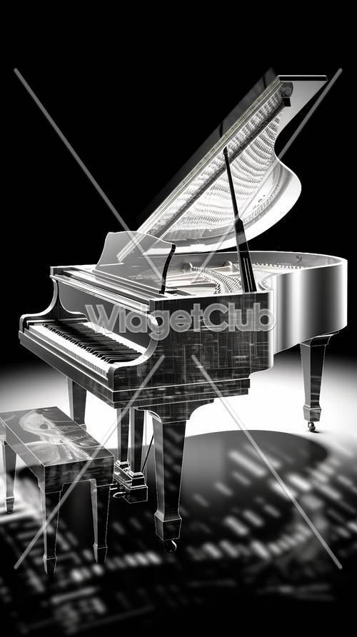 Elegancki czarno-biały design fortepianu