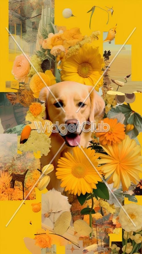 Sunny Day with a Smiling Dog and Bright Flowers壁紙[cd65548ef0494c51b044]