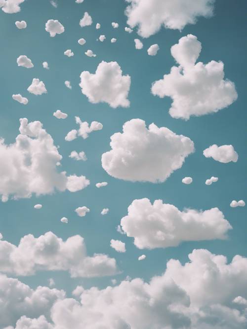 A playful arrangement of white clouds forming animal shapes.