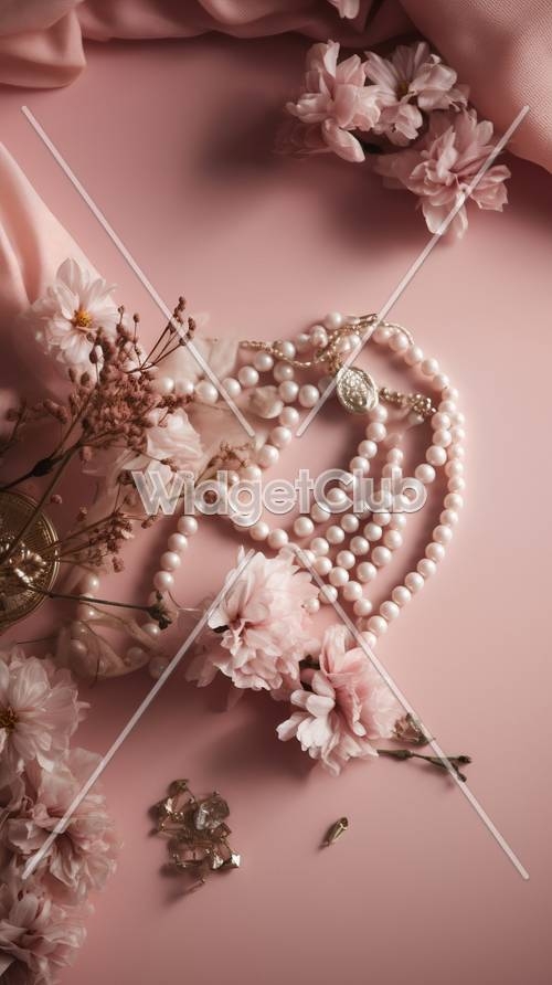 Elegant Pink and Pearls Decor Шпалери[2d762d4ca2b04759a760]